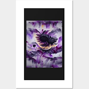 Abstract Purple Sunflowers Posters and Art